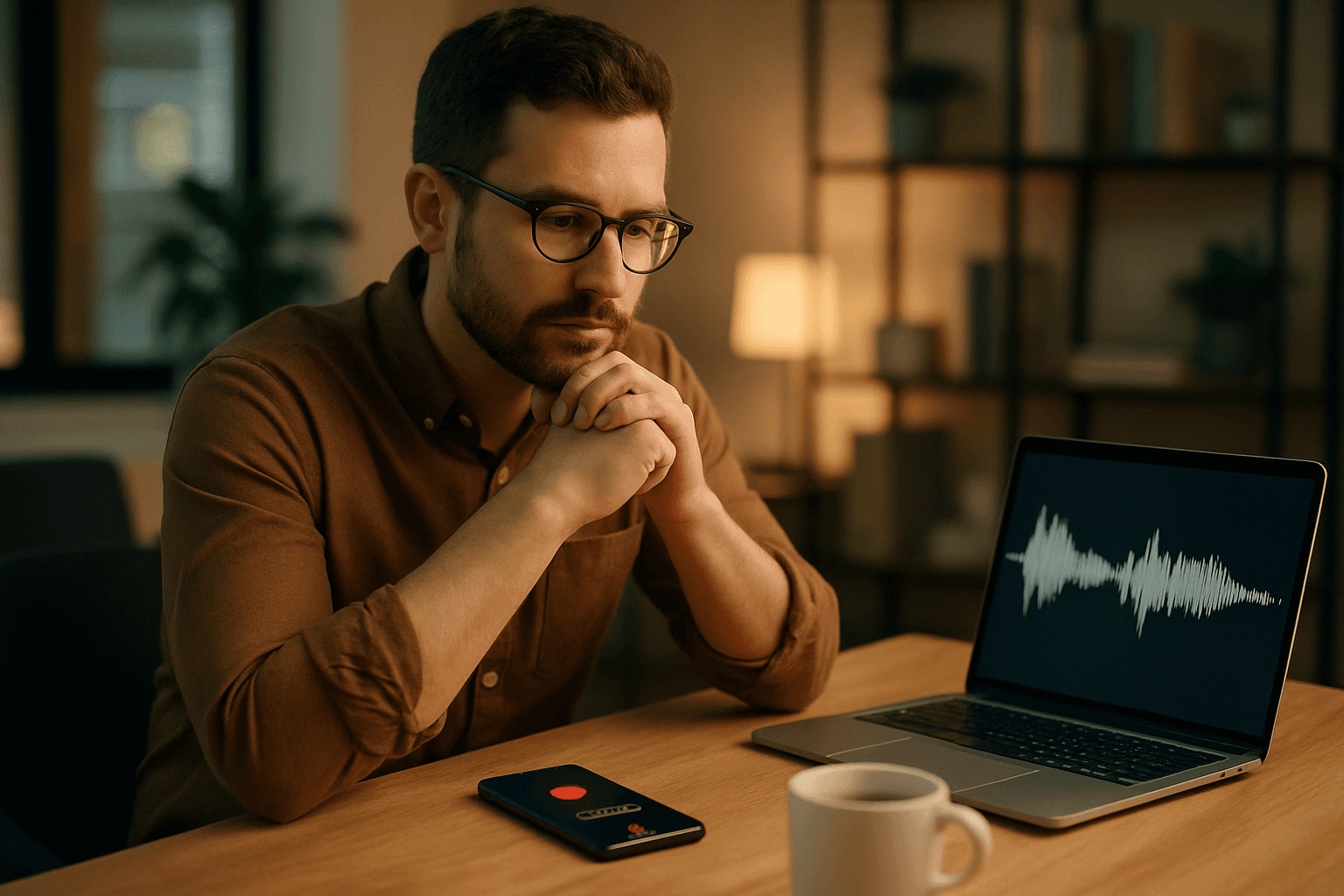 Small business owner reviewing a missed call notification on a smartphone as part of a voicemail drop automation setup